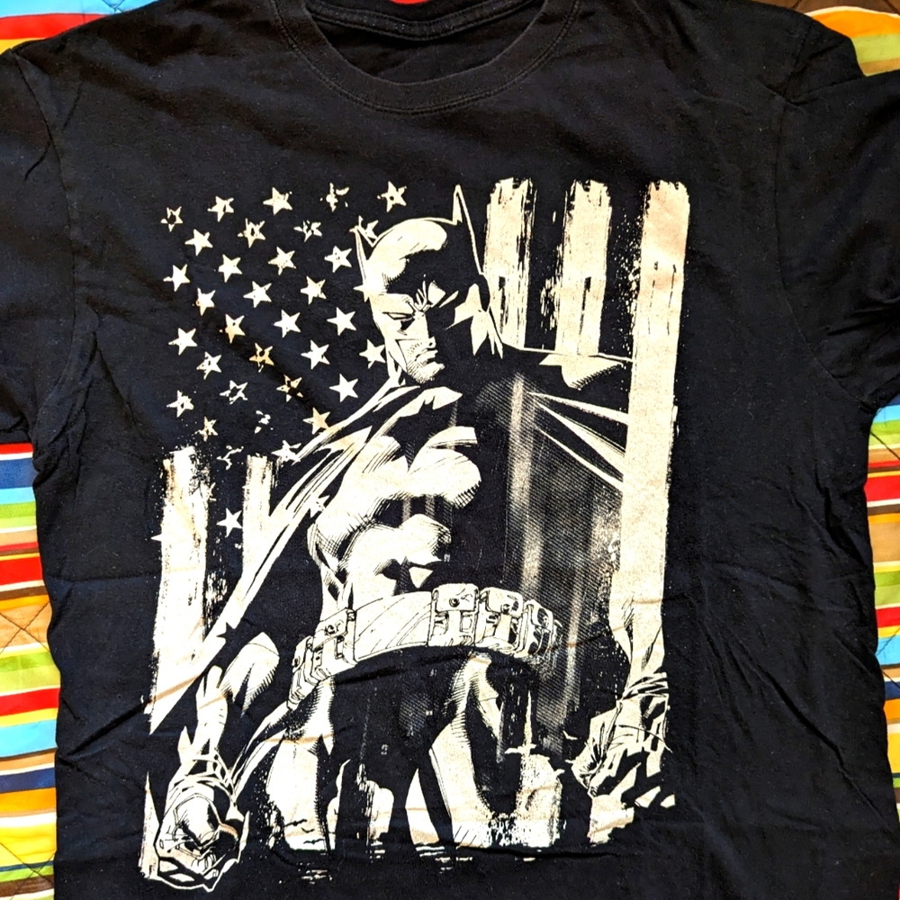 DC Batman, American Flag T-Shirt, Mens Large